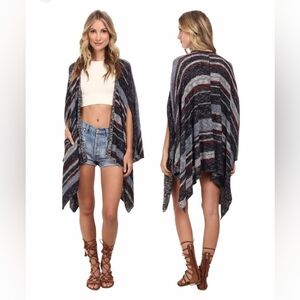 Free People Women Casual Big Trail Poncho Cardigan Sweater size XS